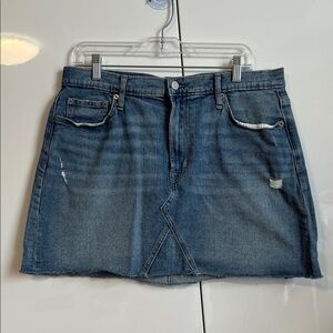 GAP Distressed Denim Mini Skirt - Blue, Size 14